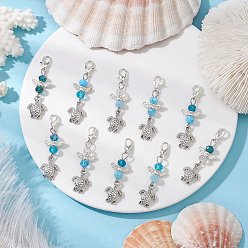 Turtle Подвесные украшения в виде ангела из сплава и стекла в тибетском стиле, с карабин-лобстерами , черепаха, 46.5 мм