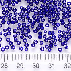 Blue 6/0 Baking Paint Glass Round Seed Beads, Blue, 4~5x3~4mm, Hole: 1~2mm, about 4500pcs/pound