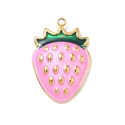 Pink 304 нержавеющей стальной эмали подвески, клубника прелести, золотые, розовые, 23x15x4.5 мм, отверстие : 1.4 мм
