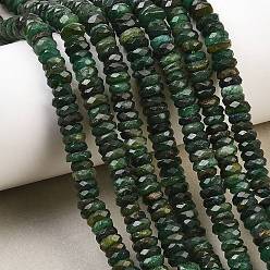 Fuchsite Бусины из натурального фуксита, граненые, рондель, 6~7x2~3 мм, отверстие : 1 мм, около 148 шт / нитка, 14.57'' (37 см)