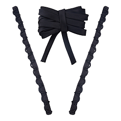 Noir Soies satins ruban, pour accessoires de vêtement, décoration de cadeaux, noir, 1~1-1/8 pouces (25~30 mm)