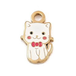Cat Shape 304 нержавеющей стальной эмали подвески, золотые, подвески в форме кошки, 13.5x8.5x1.5 мм, отверстие : 2 мм