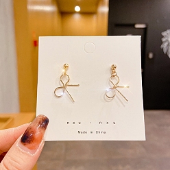 Bowknot Alloy Dangle Earrings for Women, 925 Sterling Silver Pins, Bowknot, 18x12mm