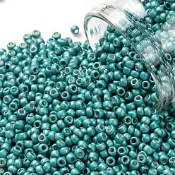 (569F) Turquoise Galvanized Matte TOHO Round Seed Beads, Japanese Seed Beads, Frosted, (569F) Turquoise Galvanized Matte, 11/0, 2.2mm, Hole: 0.8mm, about 50000pcs/pound