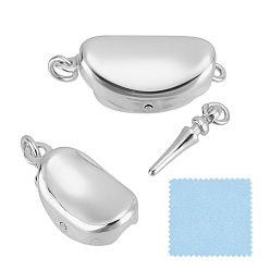 Платина 925 застежка из стерлингового серебра, овальные, с прыжковым кольцом и замшевой тканью, квадратная салфетка для полировки серебра, платина, 17.5x8.5x5 мм, отверстие : 1.5 мм