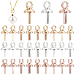 (52) Непрозрачная лаванда 120шт 3 стиль латунные штифты скобы подвески наборы, держатели чашки, за половину пробурено бисера, разноцветные, 7x4x4 мм, отверстие : 1.5 мм