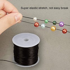 Black Japanese Flat Elastic Crystal String, Elastic Beading Thread, for Stretch Bracelet Making, Black, 0.8mm, about 60m/roll.