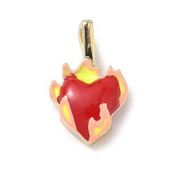 Настоящее золото 18K Латунь эмаль подвески, сердце прелести, без кадмия и без свинца, долговечный, стойки покрытие, реальный 18 k позолоченный, 19.5x12x5.5 мм, отверстие : 4x2.5 мм