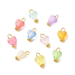 Сердце Прозрачные акриловые подвески, с железом найти, Сердце Pattern, 14x8x5 мм, отверстие : 2.6 мм