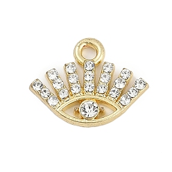 Золотой Подвески из сплава с микропаве из стразов, Форма глаз, золотые, 12.5x16x3 мм, отверстие : 1.8 мм