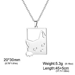 Cat Shape 304 подвески из нержавеющей стали с лазерной резкой, цвет нержавеющей стали, не тускнеет, форма кошки, 17.72 дюйм (45 см)