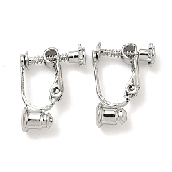 Платина Латунные винты на клипсах-конвертерах, спиральный зажим для ушей, для не проколотых ушей, без никеля , долговечный, платина, лоток : 3 мм, 18x15x13.5 мм, отверстие : 0.9 мм