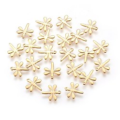 Oro 201 encantos de acero inoxidable, libélula, dorado, 11.5x10.5x1 mm, agujero: 1 mm