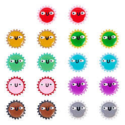 (52) Непрозрачная лаванда 18 шт. 9 цвета радуги стеклянные бусины эмалированные бусины, бусины ручной работы, подсолнечник с плоским круглым, разноцветные, 15.5x7.5 мм, отверстие : 1.2 мм, 2 шт / цвет