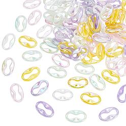 Mixed Color Transparent Acrylic Linking Rings, AB Color Plated, Imitation Gemstone Style, Oval, Mixed Color, 34.5x21x5.5mm, Inner Diameter: 26.5x9mm, 5 colors, 20pcs/color, 100pcs