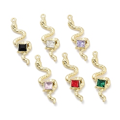 Золотой Подвески из сплава со стразами, без свинца, без кадмии и без никеля, змея, разноцветные, золотые, 37x12.5x4.5 мм, отверстие : 1.5 мм