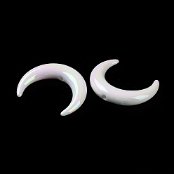 White Opaque Acrylic Beads, Moon, White, 27.5x33x7mm, Hole: 2mm