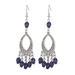 Средно-синий Серьги с подвесками из синтетической бирюзы и сплава, окрашенные в стиле Хэллоуина, украшения из латуни для женщин, светло-синий, 83x27.5 мм