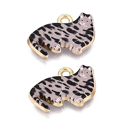 Black Printed Alloy Pendants, Rack Plating, Cat Shape Charms, Cadmium Free & Nickel Free & Lead Free, Golden, Black, 12x18~19x3.5mm, Hole: 1.8mm
