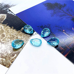 Темно-Голубой Заостренные назад кабошоны из каменного камня, граненые, слеза, глубокое синее небо, 14x10 мм, 40 шт / комплект