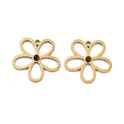 Тигровый глаз Ионное покрытие (ip) 316 подвески из нержавеющей стали, без никеля , Натуральные подвески в виде цветов тигрового глаза, реальный 18 k позолоченный, 24x25x3 мм, отверстие : 1.8 мм