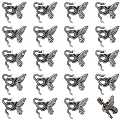 Черный Цвет Металла 120 бусины из сплава шт., бабочка и змея, металлический черный , 14x15x6 мм, отверстие : 2 мм