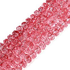 Светло-Вишневый Хрустящие прозрачные стеклянные бусины нити, рондель, граненые, светло-вишневый, 7.5~8x5~5.5 мм, отверстие : 1.2~1.4 мм, около 66~69 шт / нитка, 13.78~14.37 дюйм (35~36.5 см)