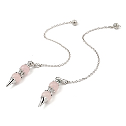 Розовый Кварц Биолокационные маятники из натурального розового кварца, с платиновым покрытием и латунной фурнитурой, долговечный, без свинца и без кадмия, конус, 235 мм