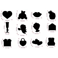 Mixed Shapes 12 шт. бумага для рисования на день святого валентина, радуга, художественная бумага, закладка с животными своими руками, с бумажной карточкой, деревянные палочки, сердце/губа/человек, 7.6~15.6x5.33~15.52 см