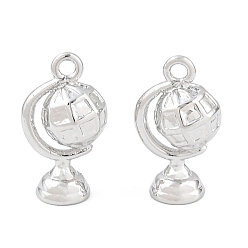 Silver Brass Charms, Globe Charms, Silver, 13x8x6mm, Hole: 1.2mm