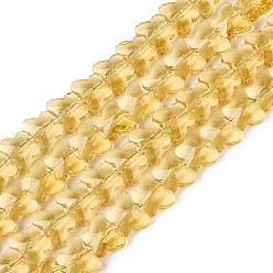 Gold Transparent Glass Beads Strands, Butterfly, Faceted, Gold, 6x8x4~4.5mm, Hole: 0.9~1mm, about 97~102pcs/strand, 22.64~24.61 inch(57.5~62.5cm)