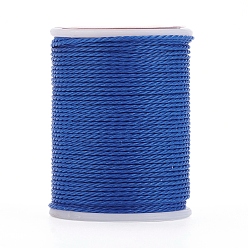 Blue Round Waxed Polyester Cord, Taiwan Waxed Cord, Twisted Cord, Blue, 1mm, about 12.02 yards(11m)/roll