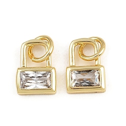 Настоящее золото 16K Латунные микро проложить кубического циркония подвески, замковые прелести, с целью перехода в кольце, стойки покрытие, долговечный, без свинца и без кадмия, реальный 16 k позолоченный, 9.5x7x2 мм, отверстие : 3.5 мм