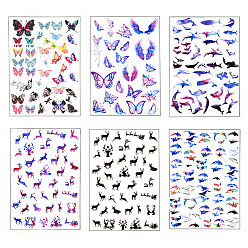 Разноцветный Наклейки-наполнители (без клея на спине), наполнители для УФ-смолы, изготовление ювелирных изделий из эпоксидной смолы, животная тема, красочный, 15x10.5x0.01 см, 6 шт / комплект