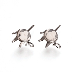 Нержавеющая Сталь Цвет Не тускнеет 304 серьги-гвоздики из нержавеющей стали, серьги с зубцами, с петлей, цвет нержавеющей стали, 16.5x10~10.7 мм, отверстие : 1.7 мм, штифты : 0.7 мм, лоток : 8 мм