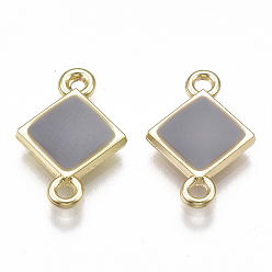 Slate Gray Alloy Links connectors, with Enamel, Rhombus, Light Gold, Slate Gray, 17x11.5x2mm, Hole: 1.5mm