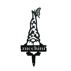 Черный Этикетка для кабачков, Металлический садовый кол гнома/гнома на тему Хэллоуина, грунтовая вставка декор, чёрные, 300x130 мм