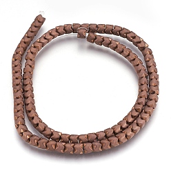 с Покрытием Меди Гальванизировать немагнитных синтетический гематит нитей бисера, матовые, колонка, с медным покрытием, 5x4 мм, отверстие : 1 мм, около 101~102 шт / нитка, 15.9 дюйм (40.5 см)