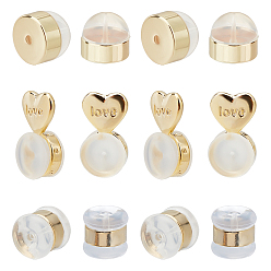 Mixed Color 30Pcs 3 Styles Silicone Ear Nuts, Earring Backs, with Brass Findings, Clear, Mixed Color, 5.5~11x5~6x5~5.5mm, Hole: 0.6~0.8mm, 10pcs/style