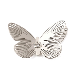 Платина Латунные филигранные подвески, бабочки прелести, гравированные металлические украшения, платина, 12.5~13x20~20.5x3.5~4 мм, отверстие : 0.8 мм