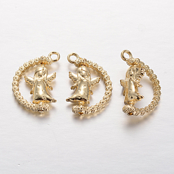 Золотой Литые ангел подвески, вращающиеся подвески, без кадмия и без свинца, золотые, 25x17x4 мм, отверстия: 2.5 mm, 150 шт / пакет