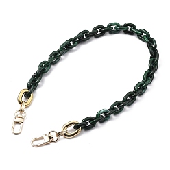 Темно-Зеленый Ручки для сумок, с соединительными кольцами из акрила и пластика CCB и поворотными застежками из цинкового сплава, для замены ремней для мешков, темно-зеленый, 20.28 дюйм (51.5 см)