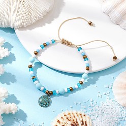 Shell Shape Сплав шарм браслеты, Браслеты из бисера и стеклянных бусин для женщин, формы раковины, внутренний диаметр: 2-1/8~3-1/2 дюйм (5.4~9.05 см)