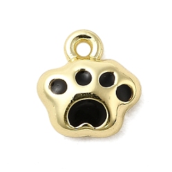 Черный Сплав эмали прелести, стойки покрытие, долговечный, без свинца, без кадмии и без никеля, золотой свет, очарование отпечатка лапы, чёрные, 8x7.5x3 мм, отверстие : 1 мм