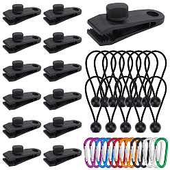 (52) Непрозрачная лаванда Набор для поиска в кемпинге, в том числе 13 пластиковый зажим для эластичной веревки, 13Зажимы для брезента из пластика и нейлонового сплава, 13шт алюминиевые d-образные карабины для скалолазания, разноцветные, 56~145x26~29.5x4~28 мм, внутренний диаметр: 47~48x21 мм, 39 шт / комплект