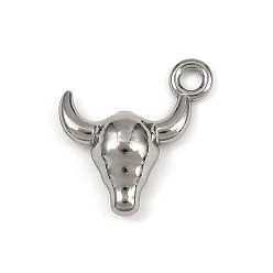 Нержавеющая Сталь Цвет 304 прелести нержавеющей стали, оберег на голову крупного рогатого скота, анти-тускнение, цвет нержавеющей стали, 14x14.5x4 мм, отверстие : 1.8 мм