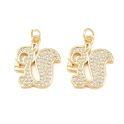 Squirrel Латунные микро проложить кубического циркония подвески, долговечный, стойки покрытие, без свинца и без кадмия, с целью перехода в кольце, реальный 18 k позолоченный, белка, 20.5x17x2.5 мм, отверстие : 3.5 мм