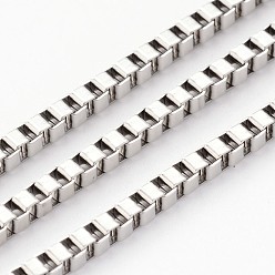 Нержавеющая Сталь Цвет Устойчивые к потускнению 304 венецианские цепи из нержавеющей стали, коробка цепи, несварные, с катушкой, цвет нержавеющей стали, 3 мм, около 32.8 футов (10 м) / рулон