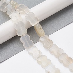 Natural Agate Natural White Agate Beads Strands, Bowknot, 16~16.5x12.5~13x5~5.5mm, Hole: 1.4mm, about 13pcs/strand, 8.46''(21.5cm)