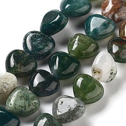 Indian Agate Natural Indian Agate Beads Strands, Heart, 10x10x4.5~5mm, Hole: 0.7mm, about 20pcs/strand, 7.28''~7.48''(18.5~19cm)